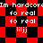 Red and black checkered background with repeated white text 'Im hardcore fo real lilj' in pixelated font across two distinct patterns