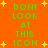 Green pixelated text on orange background with yellow starbursts, repeating 'DONT LOOK AT THIS ICON' in vertical