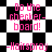 Pixelated pink text on black-and-white checkerboard backgrounds with varying patterns, including standard and diamond-shaped