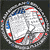 Pixelated circular icon with white central area, red and blue accents, and gray border on dark background.