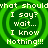 Green spiral background with white pixelated text reading "what should I say? wait... I know Nothing!!!" repeated in four identical quadrants.