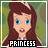 Pixel art contact sheet showing two frames of a 48x48 animated icon featuring a cartoon princess with brown hair and blue eyes, displayed in white and black borders.