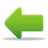 Green pixelated left-pointing arrow icon with gradient shading and subtle shadow on light gray background.