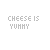 Animated contact sheet of a pixelated text icon showing "CHEESE IS YUMMY" in various color and opacity states across 10 frames.