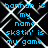 Blue pixelated text on black background with white pattern, repeating 'hannah is my name sk8tin' is my game' in two