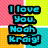 Four pixelated text display 'I love you' messages with different names on a checkered background, each in distinct colors and fonts