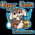 Pixelated cartoon hamster with brown and white fur, black eyes, and a yellow object in its paws, set against a blue and black background.
