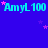Blue background with repeated cyan text 'AmyL100' and scattered pink stars, no visible animation changes.