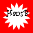 Four identical white starburst shapes on a solid red background, each containing the text 'HadsB' in black pixelated font.
