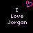 Pixelated pink heart above text reading 'I Love Jorgan' in two identical side-by-side arrangements on black background.