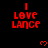 Red pixelated text "I LOVE LANCE" repeated across a black background with small red heart symbols scattered throughout.