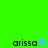 Pixelated text 'arissa' with a star symbol on a split green and blue background, showing two color variations of the star.