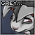 Animated contact sheet of a grey cartoon rabbit character with red eyes and black hair, showing subtle facial expression changes across eight frames against a dark blue background.