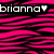 Pixelated text 'brianna' with a heart symbol on a pink and black striped background.
