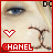 nine identical pixelated images showing a person's face with blue eyes, red heart symbols, and 'CHANEL' text below