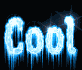 Blue glowing text 'Cool' with icicle drips on black background, displayed in two of three identical copies each