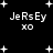 Black background with white pixelated text and stars, showing 'JeRsEy' and 'xO' in multiple positions with varying star placements across observations.