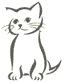 Three vertical display identical black-and-white line-drawn cats with subtle pose variations across frames