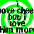 Green and white spiral background with repeated black text reading "i love chee love chee but i love him more" in a