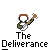 Pixel art of a figure with brown hair holding a banjo, positioned above text reading "The Deliverance" on a gray background.