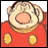 A 48x48 pixel buddy icon featuring a cartoon character in red with yellow accents on the left, and stylized text "Anime IM" above "COM" on a black background to the right.