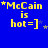 Blue background with yellow text reading "McCain is hot=]" and small white stars scattered around, showing animation changes in star positions across frames.