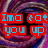 Pixelated text phrases in cyan with red outlines over a swirling purple-pink background, arranged in a with visible animation changes across frames