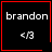 Black background with red border displays 'brandon' text and '<3' symbol; one variant includes a small red heart, another a red starburst.