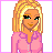 Pixel art contact sheet showing a blonde female character in pink and white clothing across multiple frames with text elements "in Pink" and "Pretty".