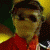 A person in a red shirt and dark cap appears across four showing sequential head movements from left to right