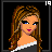 A 3x3 contact sheet of a pixel art animated icon featuring a female character with long brown hair, off-shoulder top, and jeans across multiple frames showing pose changes and text animation.