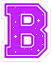 Two purple letter B icons with white outlines and pixelated sparkles, side-by-side on gray background.