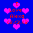 Blue background with pink hearts and red text reading 'I Love Alexa <3.<3.<3' in pixelated style.