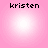 Four identical pink gradient circles with black text 'kristen' at top-left of each, arranged in a on solid pink background