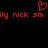 Red pixelated text and heart symbol on black background, with repeated 'ily nick sm' segments.