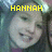 Pixelated image of a person's face with yellow text reading HANNAH above, set against a blurred background with blue and green tones.