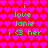 Red background with pink heart pattern and green text reading 'i love lanie i <3 her' repeated in two
