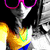 A person wearing pink sunglasses, a yellow top, and a green necklace appears in a of four with varying brightness and contrast