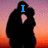 Silhouetted couple embracing against a sunset sky with text "I Love Gurjaap Veer" in blue pixelated font.