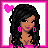 Pixel art contact sheet of a 4x4 grid showing an animated icon sequence with a woman in various poses and text frames, all framed by pink borders with heart symbols.
