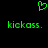 Green pixelated heart symbol above two identical green text strings on black background.