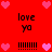 Red background with pink heart icons and black text reading 'love yo' arranged in a pattern