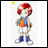 A pixelated anime-style character with red hair and blue shoes stands on a white background next to a black panel displaying "Anime IM" text in silver lettering.