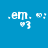 em. text with heart and smiley icons on four colored backgrounds; blue, teal, green, and cyan each display identical pixelated elements