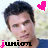 six identical pixelated images showing a person with dark hair and blue shirt, each paired with pink or black heart symbols above and 'junior' text below
