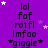 Purple background with white and light purple stars, repeating text 'lol fof rotfl lmfaa *giggle*' in black pixelated font across four