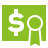 Green square icon with white dollar sign on left and white ribbon medal symbol on right, both rendered in pixelated style.