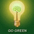 A pixelated light bulb with a tree inside emits yellow glow on green gradient background, next to 'REcyce REuse REduce pollution' text.