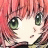 Pixelated anime-style character with pink hair and green eyes on left, black background with white text on right.