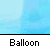 Pixelated animation of a blue balloon with a basket containing a smiling face, showing sequential changes in the basket's contents.